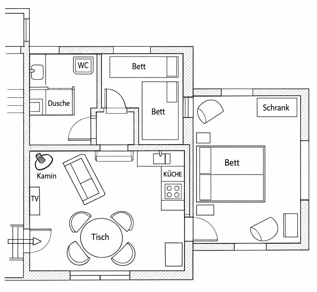 Grundriss der Gästewohnung